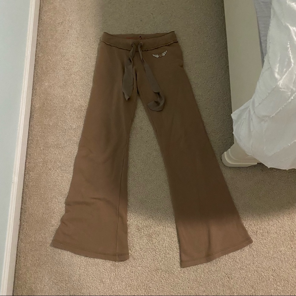 Tan wicked heart low rise sweat pants